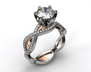 Platinum and Rose Gold Braided Pave Engagement Ring